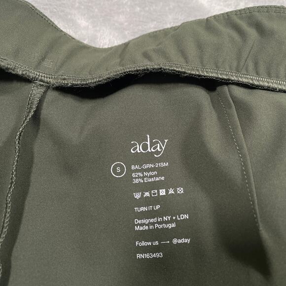 Aday Turn It Up Pants Small Green High Rise Stretch Travel Capsule Chic Pleated - Picture 3 of 13